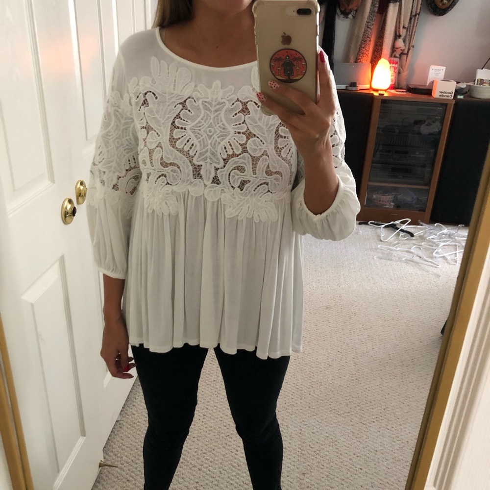 *SOLD* 
Anthropologie Lacy Peasant Blouse